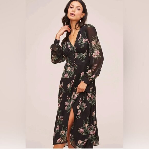 REVOLVE Dresses & Skirts - ASTR The Label Dress Womens Small Button Bodice Floral Midi Chiffon Lined Large